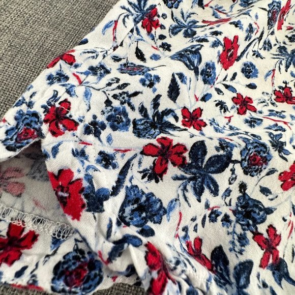 Joe B Floral Romper Sleeveless Cinched Waist Keyhole Neckline Large White Red Bl - Picture 5 of 14